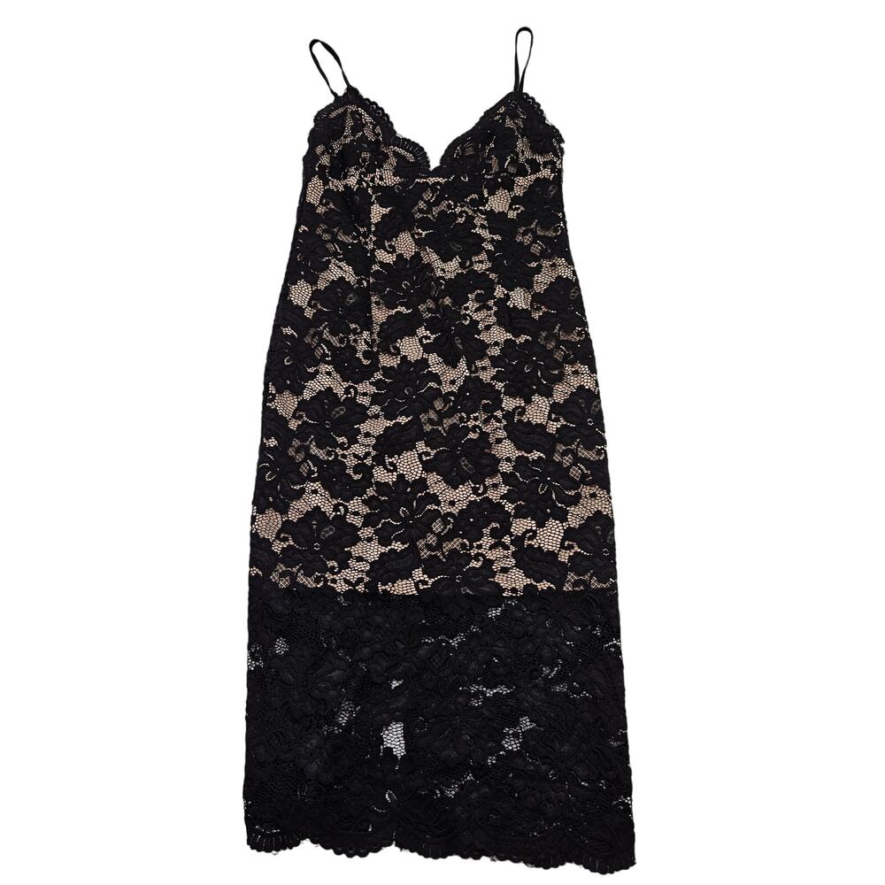 Aritzia‎ Bardot Sz 8 Black Lace Romantic Witchy Sleeveless Scalloped Midi Dress